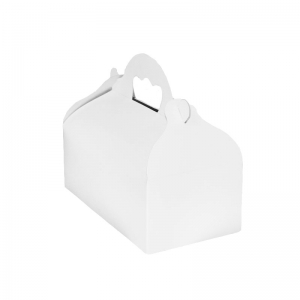 Boîte à gâteau avec poignées, carton blanc, 18x10x7cm / Par 50