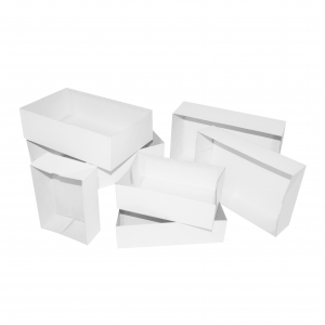 Boîte à gâteau sans couvercle (Caissette pâtissière), carton blanc, 22x14x5cm / Par 100