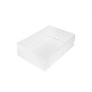 Boîte à gâteau sans couvercle (Caissette pâtissière), carton blanc, 18x12x5cm / Par 100