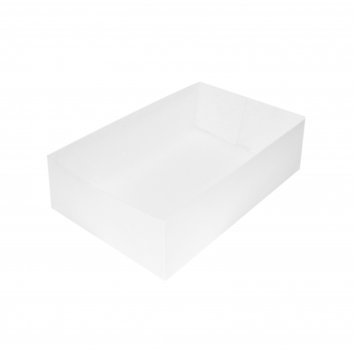Boîte à gâteau sans couvercle (Caissette pâtissière), carton blanc, 22x14x5cm / Par 100