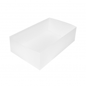 Boîte à gâteau sans couvercle (Caissette pâtissière), carton blanc, 24x15x7cm / Par 100
