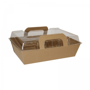 Boîte snacking kraft brun avec couvercle transparent (17x11x7cm) / Par 100