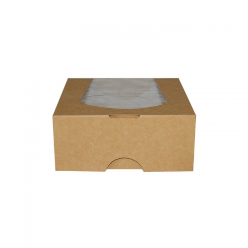Boîte snacking kraft brun avec fenêtre (14x14x6cm) / Par 50
