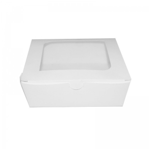 Boîte salade kraft blanc avec fenêtre (16x16x4,5cm) / Par 240