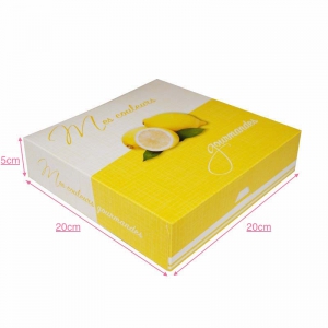 Boite à gâteau carton blanc, couleur jaune, 20x5cm / Par 50