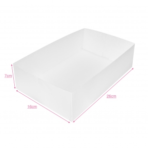 Boîte à gâteau sans couvercle (Caissette pâtissière), carton blanc, 26x16x7cm / Par 100