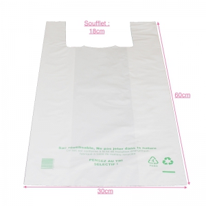 Sac bretelle blanc (30x9+9x60cm) réutilisable / Par 500
