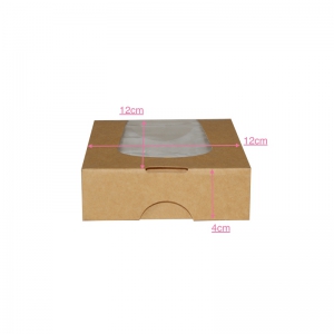 Boîte snacking kraft brun avec fenêtre (12x12x4cm) / Par 50