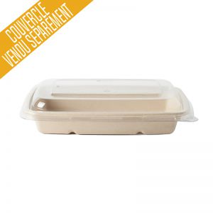 Couvercle barquette rectangle Bagasse (600ml)