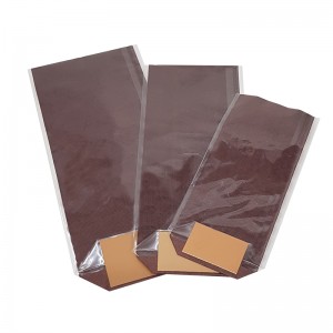 Sac confiserie fond carton 100x220mm (Toile de jute Chocolat) / Par 100