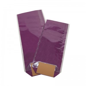Sac confiserie fond carton 100x220mm (Toile de jute Violette) / Par 100