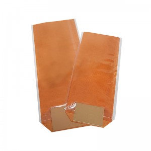 Sac confiserie fond carton 120x275mm (Toile de jute orange) / Par 100