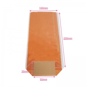 Sac confiserie fond carton 100x220mm (Toile de jute Orange) / Par 100