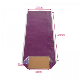 Sac confiserie fond carton 100x220mm (Toile de jute Violette) / Par 100