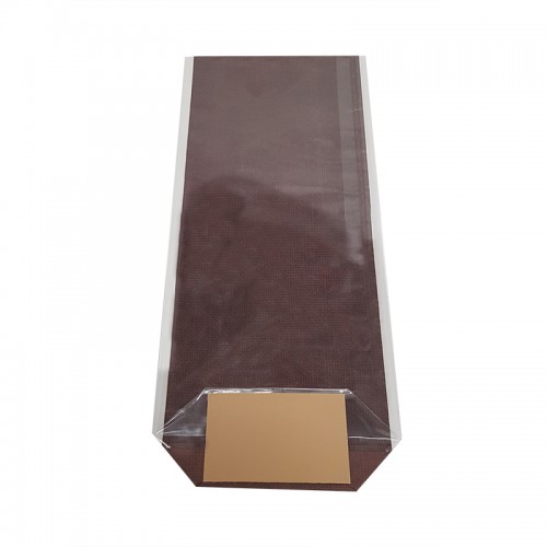 Sac confiserie fond carton 120x275mm (Toile de jute chocolat) / Par 100