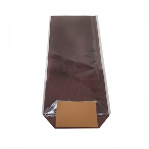 Sac confiserie fond carton 140x305mm (Toile de jute chocolat) / Par 100