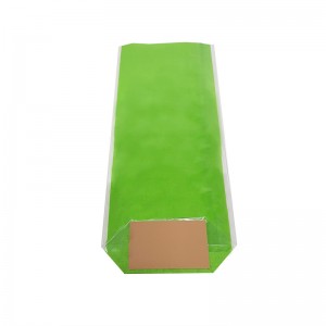 Sac confiserie fond carton 120x275mm (Toile de jute verte) / Par 100