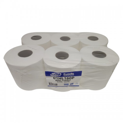 Papier toilette blanc (Mini Jumbo) Lot de 12 rouleaux