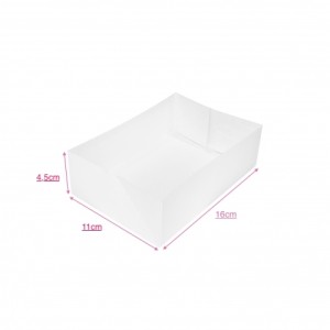 Boîte à gâteau sans couvercle, carton blanc, 16x11x4,5cm avec cote