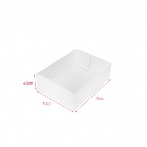 Boîte à gâteau sans couvercle, carton blanc, 13x10x5cm avec cote