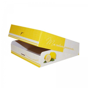 Boite à gâteau carton blanc, couleur jaune, 20x5cm / Par 50