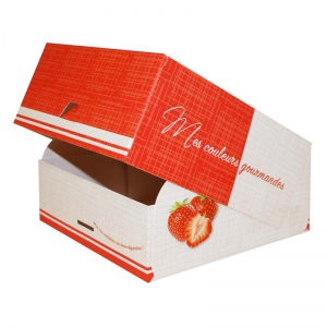 Boite à gâteau carton blanc, couleur rouge 18x8cm
