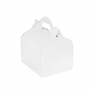 Boîte à gâteau avec poignée, carton blanc, 10x12x7cm / Par 50